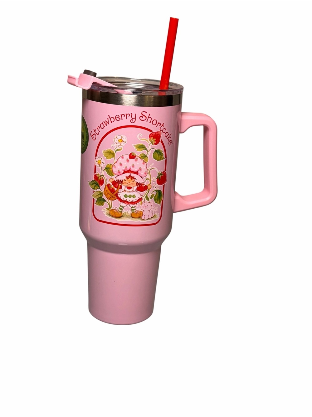 Strawberry Shortcake Pink Insulated Travel Mug with Handle 40 Oz. Tumbler